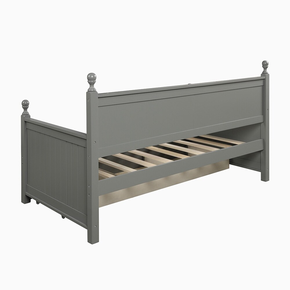 Twin Size Grey Wood Daybed with Drawers