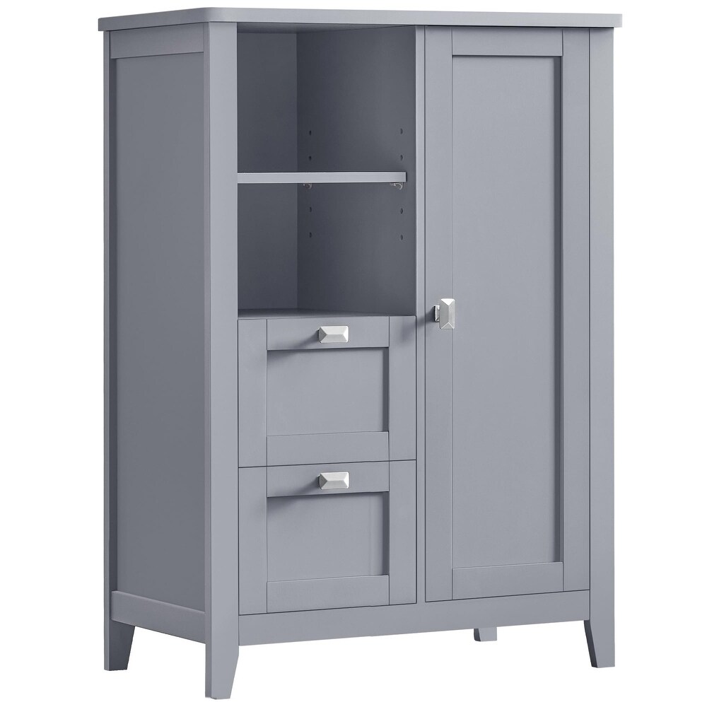 Bathroom Floor Storage Cabinet with Open Compartment and 2 Drawers