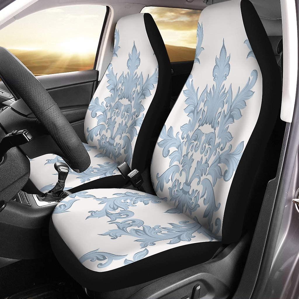 Set Of 2 Car Seat Covers Vintage Baroque Damask Floral Acanthus Imperial Universal Auto Front Seats Protector Fits For Car，suv Sedan，truck