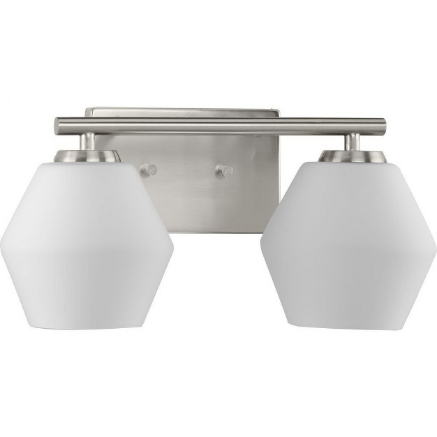 Progress Lighting Copeland 2 light Brushed Nickel Vanity Light With Opal Glass Shades