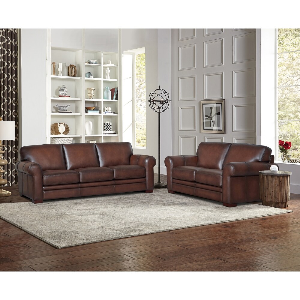 Hydeline Brookfield Top Grain Leather Sofa Set  Sofa and Loveseat