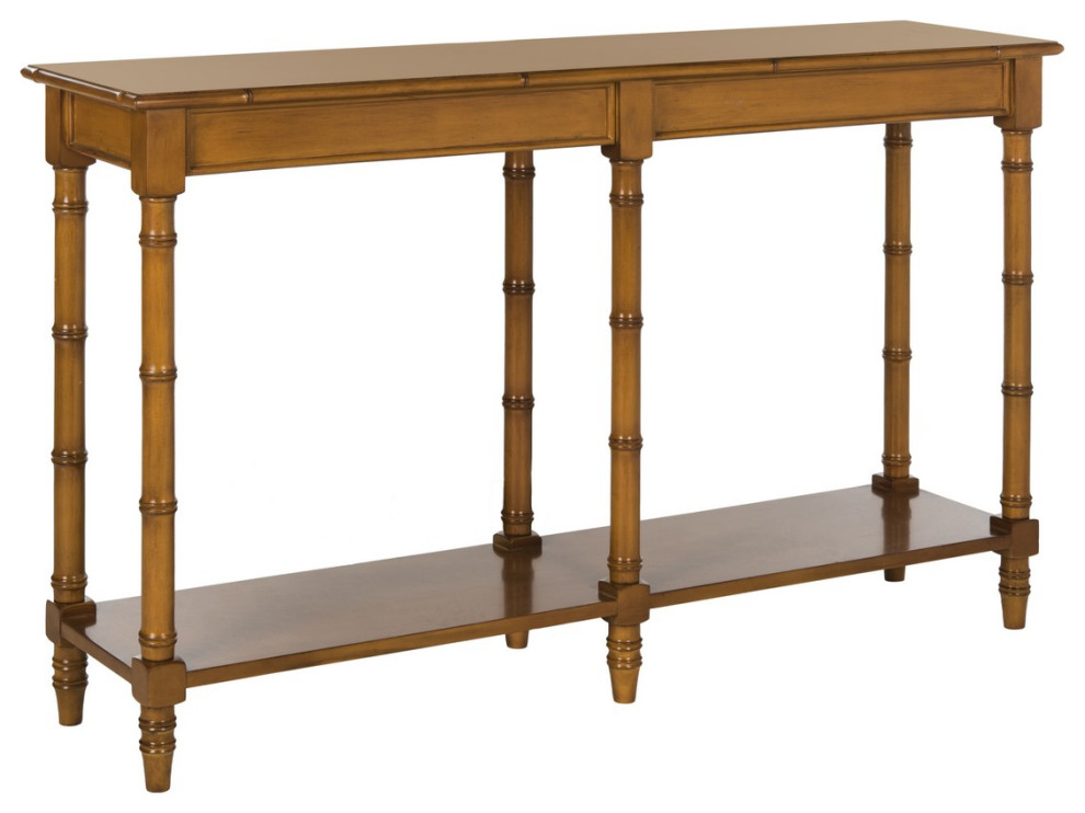 Lysie Coastal Bamboo Console Table Brown   Asian   Console Tables   by Peachtree Fine Furniture  Houzz