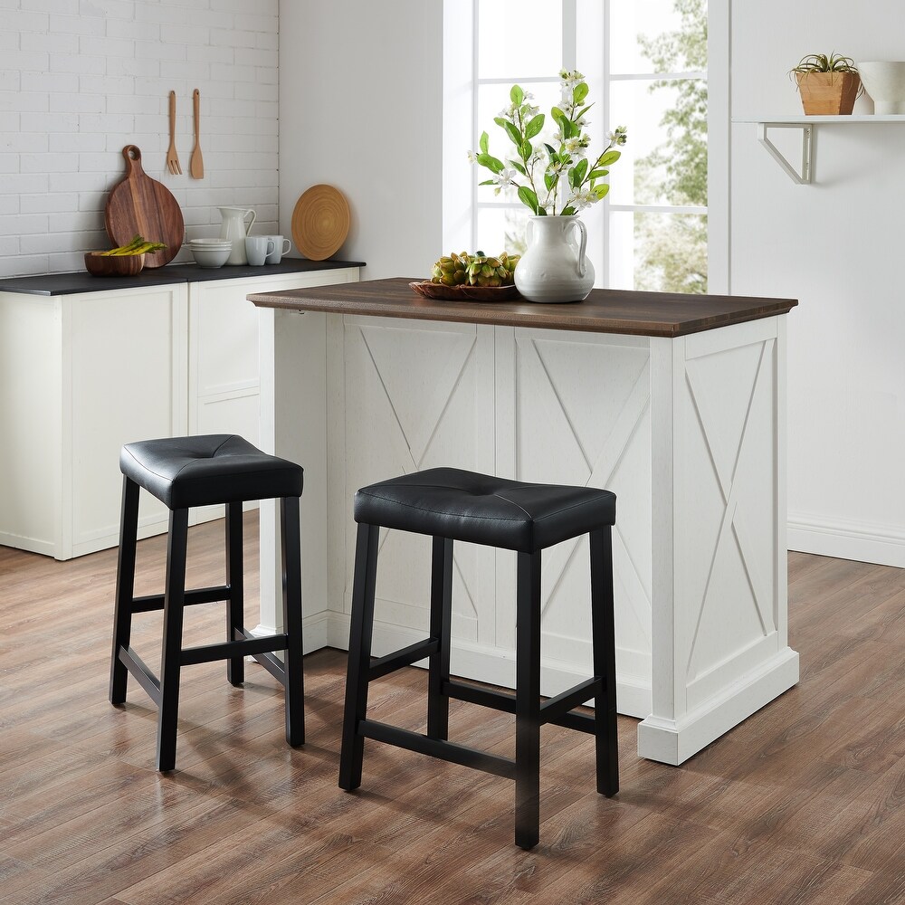 Crosley Clifton Kitchen Island W/Uph Saddle Stools   43\