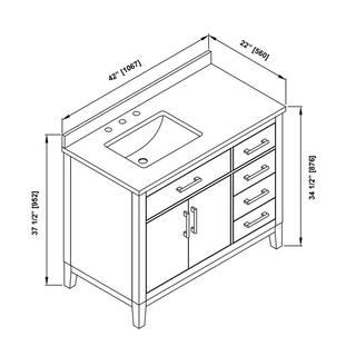 OVE Decors Diya 42 in. W x 22 in. D x 34.5 in. H Bath Vanity in Macchiato with White Engineered Marble Top 15VVA-LUDO42-16