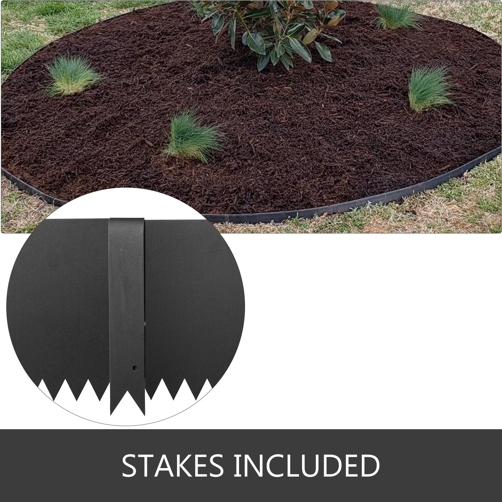 VEVOR 8" x 40" Black Steel Garden Border Edging 3pcs Steel Lawn Landscape Edging, Black