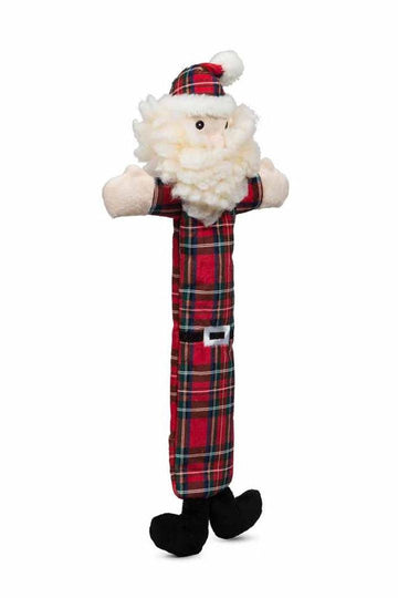 HuggleFleece Long and Lovelie Tartan Santa Dog Toy