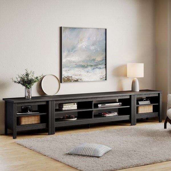 Black TV Stand for 75/85/100 Inch TV， Television Stand and End Table Set