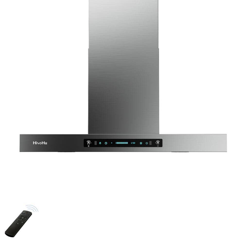 HisoHu 2952 in 780 CFM Ducted Wall Mount Range Hood in Stainless Steel With Gesture Sensing Control Function