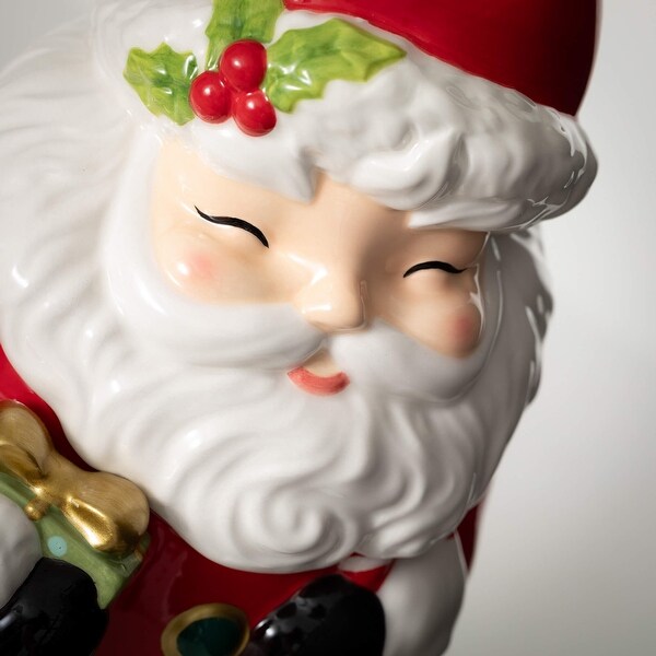 13H Sullivans Christmas Whimsical Santa Cookie Jar，RedWhite