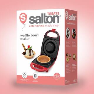 Salton 520 W Single Red Waffle Bowl Maker with Recipes Included WM1907