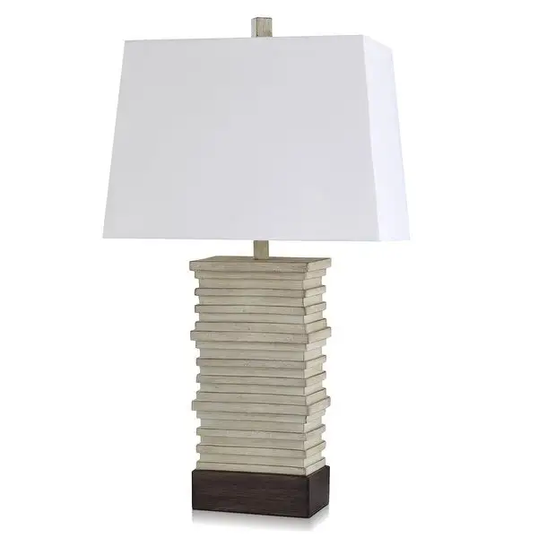 Casual Stacked Plate Design Table Lamp - Aged Pearl and Cocoa