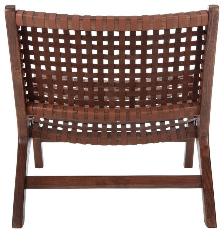 Lana Leather Woven Arm Chair  Borwn/Cognac   Midcentury   Armchairs And Accent Chairs   by Rustic Home Furniture Deco  Houzz