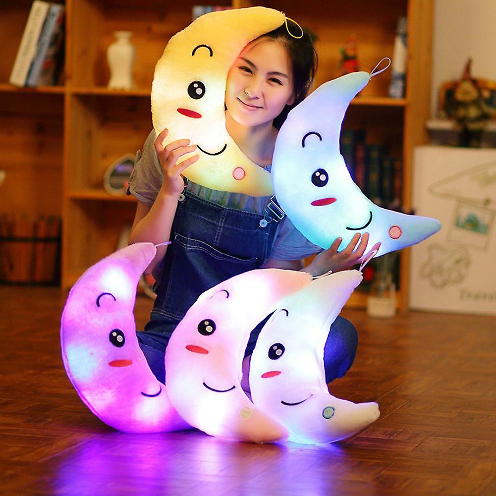 Creative Plush Toy Led Luminous Pillow Moon Cute Doll Children Toy Birthday Gift Plush Doll Purple