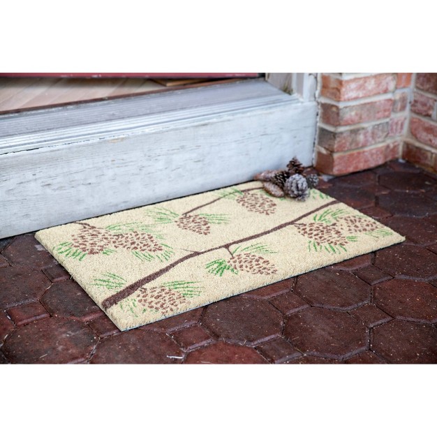 X 2 x27 4 quot Pine Cones Indoor outdoor Coir Doormat Green brown Entryways