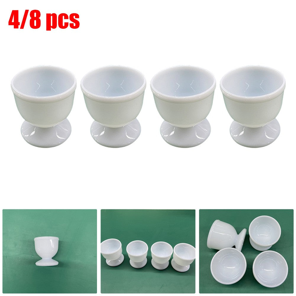 Sufanic 4Pcs Porcelain Soft Hard Boiled Egg Cup Holder Stand Set for Kitchen Breakfast，White