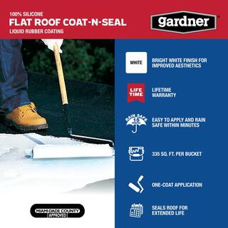 Gardner 4.75 Gal. Flat Roof Coat-n-Seal Liquid Rubber Coating SK-8245