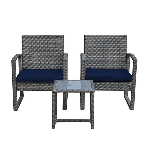 3-pc. Outdoor Cushioned Wicker Chat Set - Overstock - 32465550