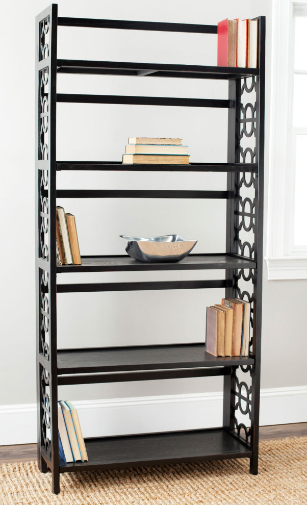 Robin 5 Tier Tall Bookcase Black   Transitional   Bookcases   by Virgil Stanis Design  Houzz