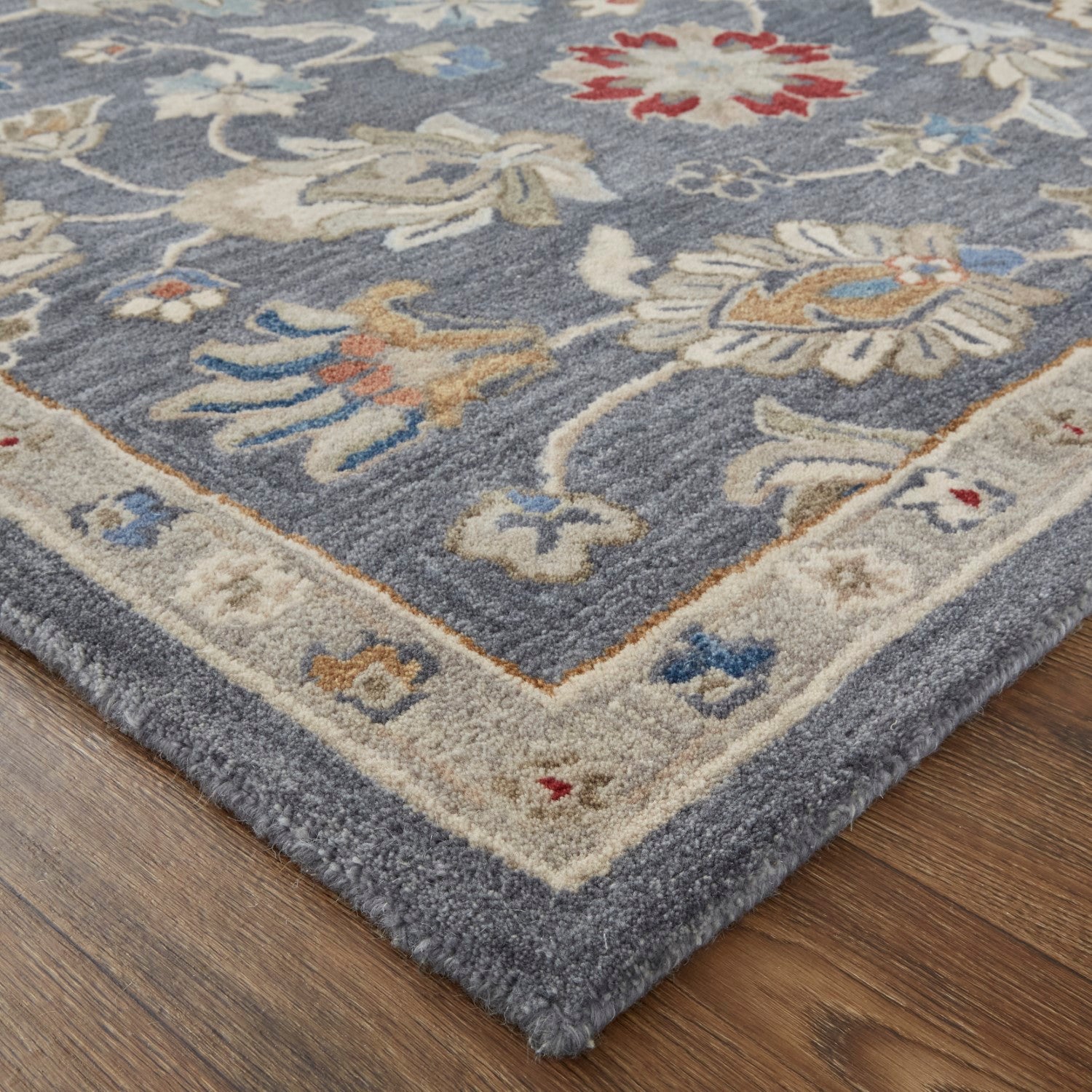 Mattias Hand Tufted Ornamental Blue/Red/Ivory Rug