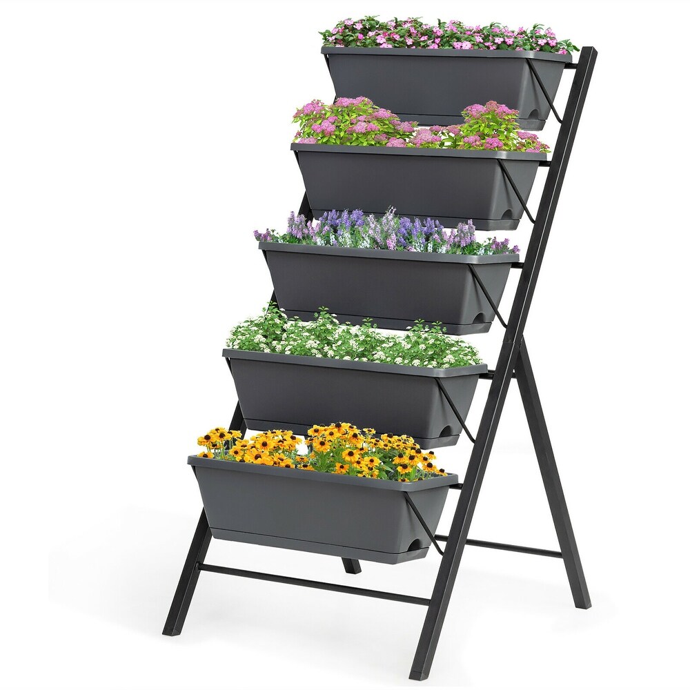 Costway 4 FT Vertical Raised Garden Bed 5 Tier Planter Box for Patio