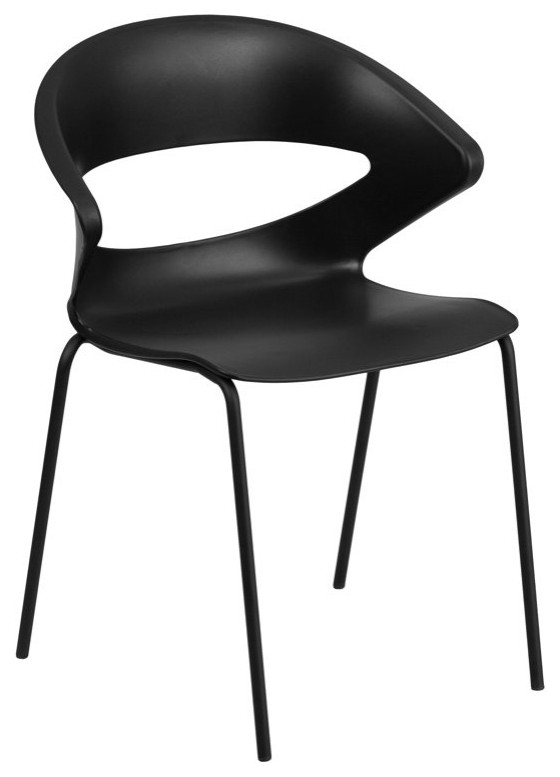 5 Pack Multipurpose Stack Chair  Black Plastic Seat With Unique Curved Open Back   Contemporary   Dining Chairs   by Decorn  Houzz