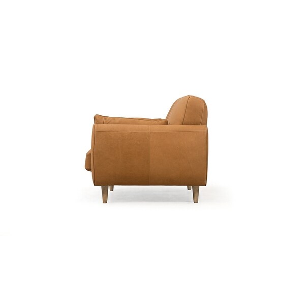 Wilmington Leather Indoor Modern Shelter Arm Sofa - Camel - 68