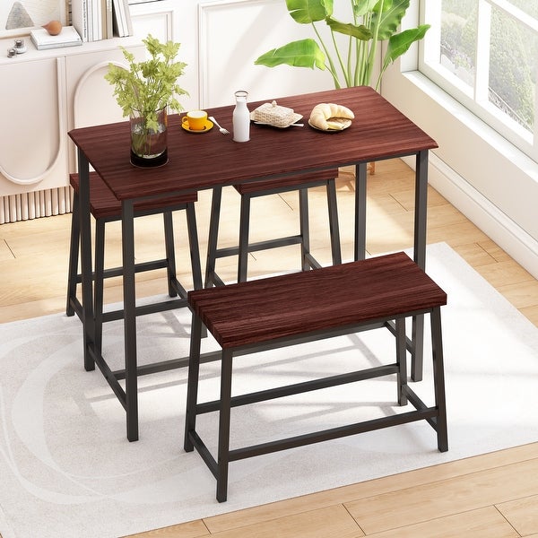 4-Piece Dining Table Set Industrial Wooden