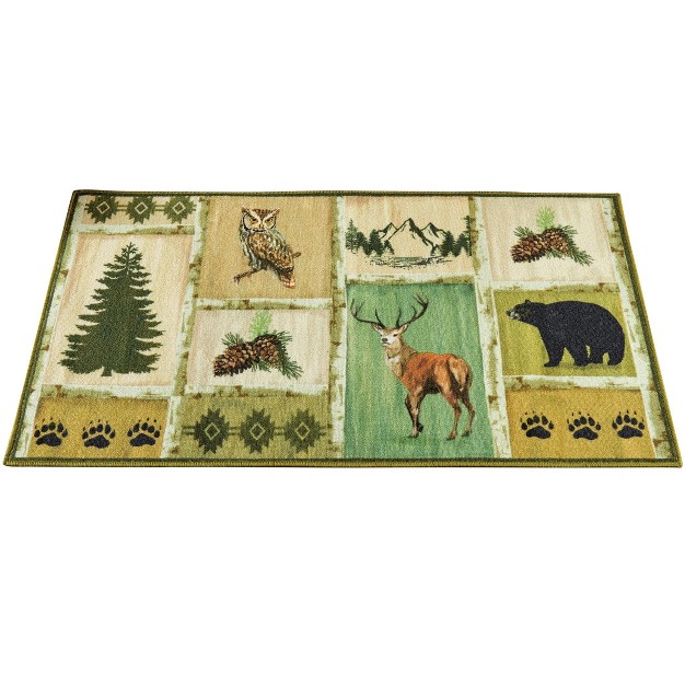 Collections Etc Patchwork Woodland Printed Skid resistant Accent Rug