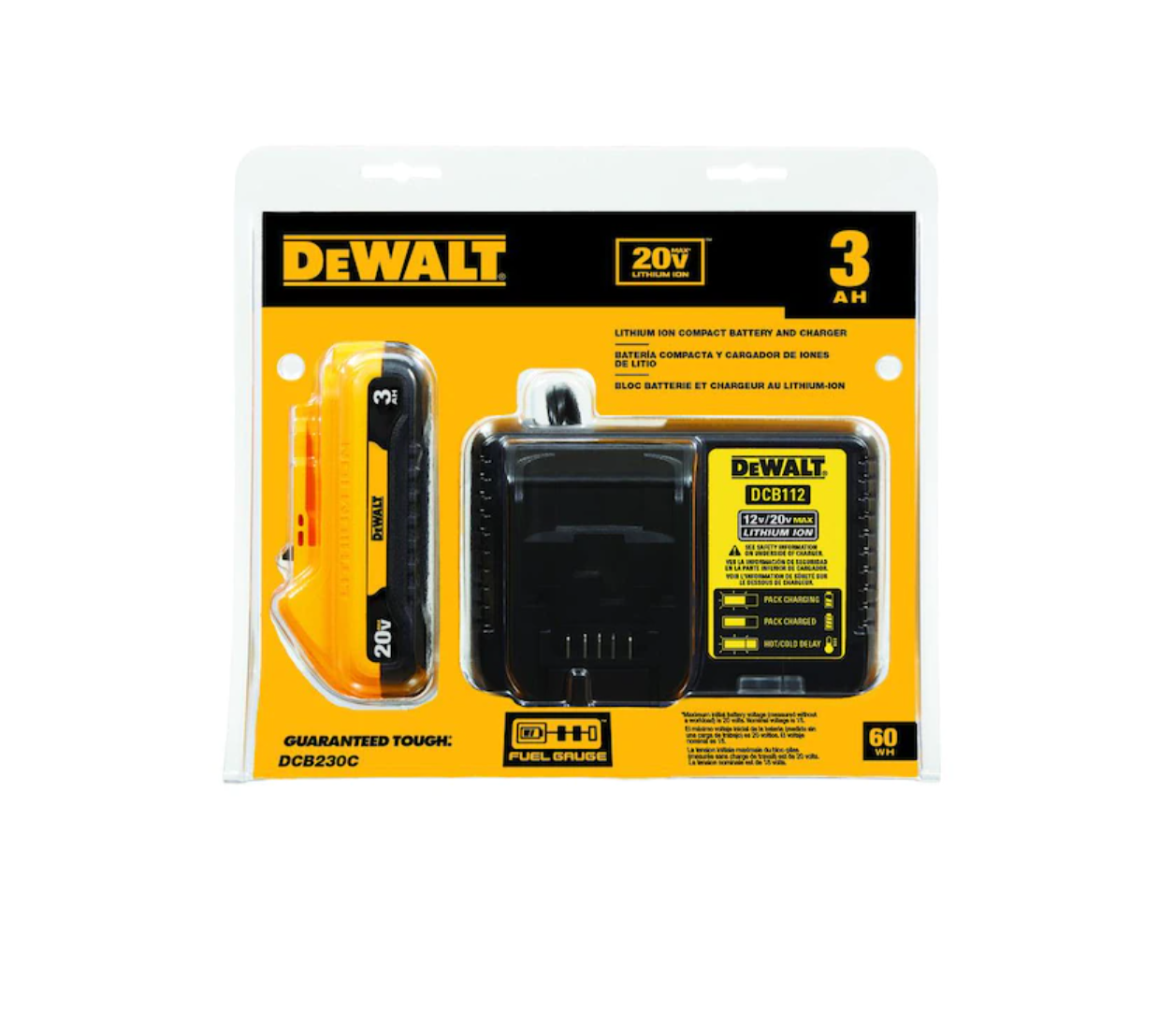 DEWALT DCB230C 20-Volt Max 3 Amp-Hour Lithium Power Tool Battery Kit (Charger Included)