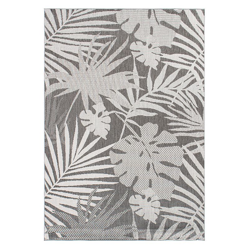 World Rug Gallery Contemporary Tropical Leaves Indoor/Outdoor Waterproof Patio Area Rug