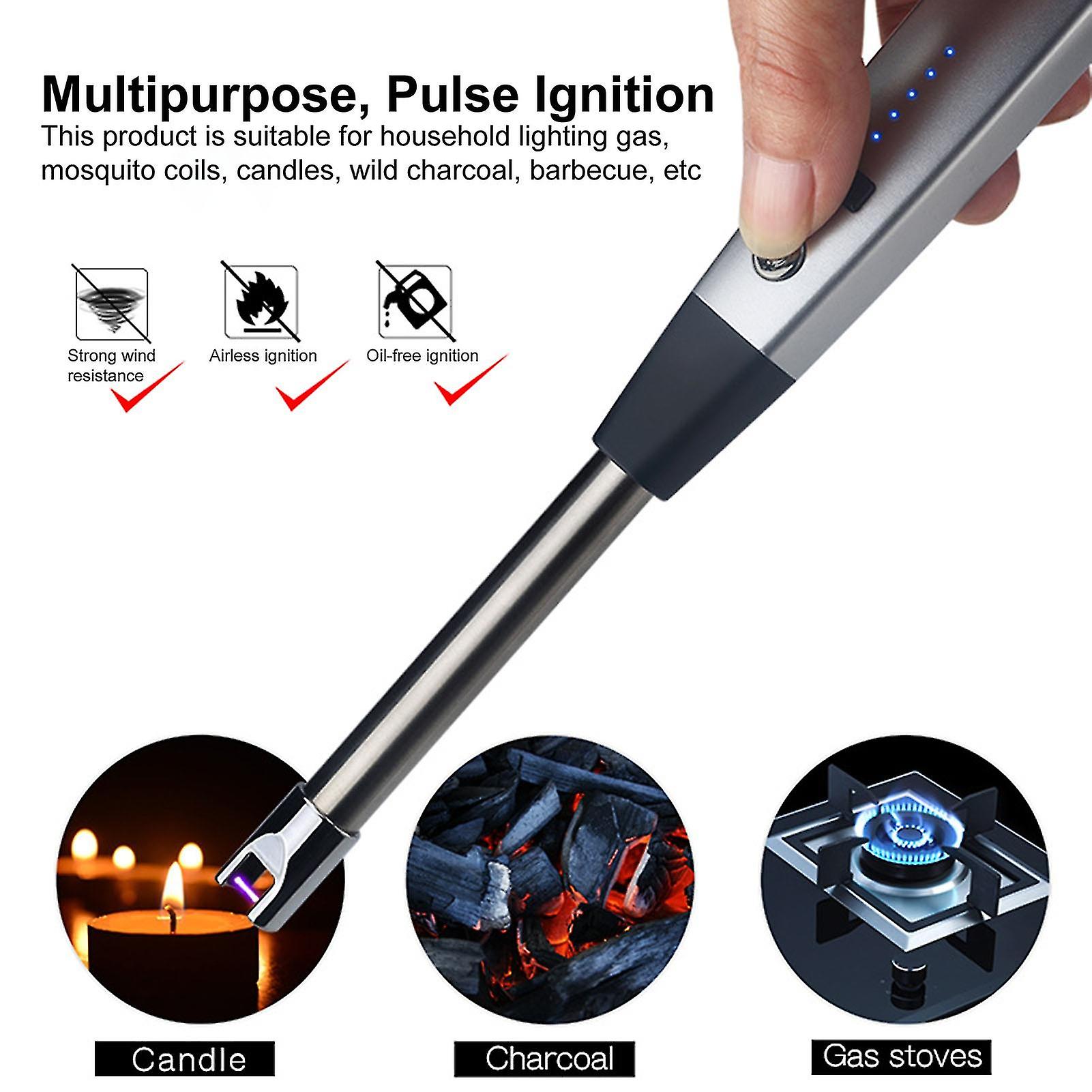 1 Set Electronic Igniter Multi-purpose Windproof Usb Rechargeable Display Safety Igniting Kitchen Gas Stove Arc Pulse Igniter Ou