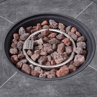 OVE Decors Davenport 32.8 in. Round Liquid Propane Gas Fire Pit in Gray 15PC1-DAVE03-GR