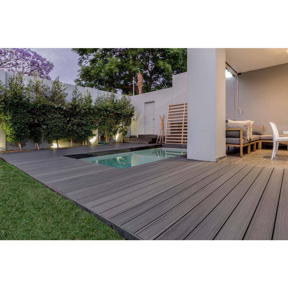 FORTRESS Infinity IS 1 in. x 6 in. x 8 ft. Cape Town Grey Composite Square Deck Boards (2-Pack) 243060804