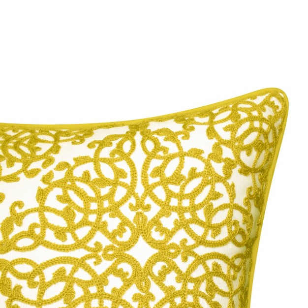 Embroidered Lacework With Piping Indoor outdoor Throw Pillow Edie home