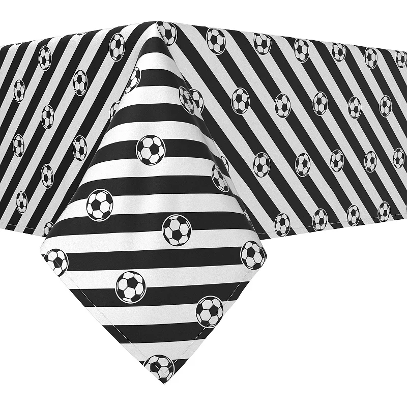 Square Tablecloth， 100% Polyester， 54x54， Soccer Ball Stripe