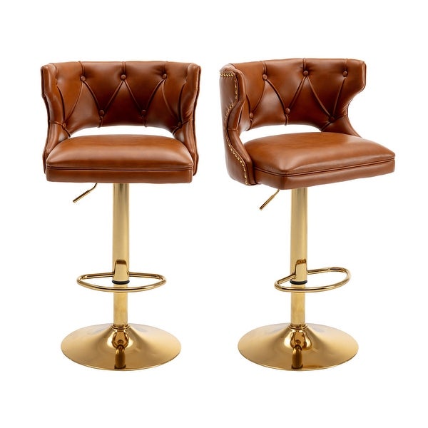 2PCS Counter Height Bar Stools Leather