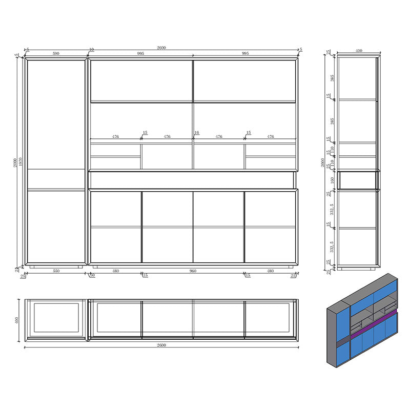 ARMANDO Display Unit 2.6M - Hazelnut & Grey