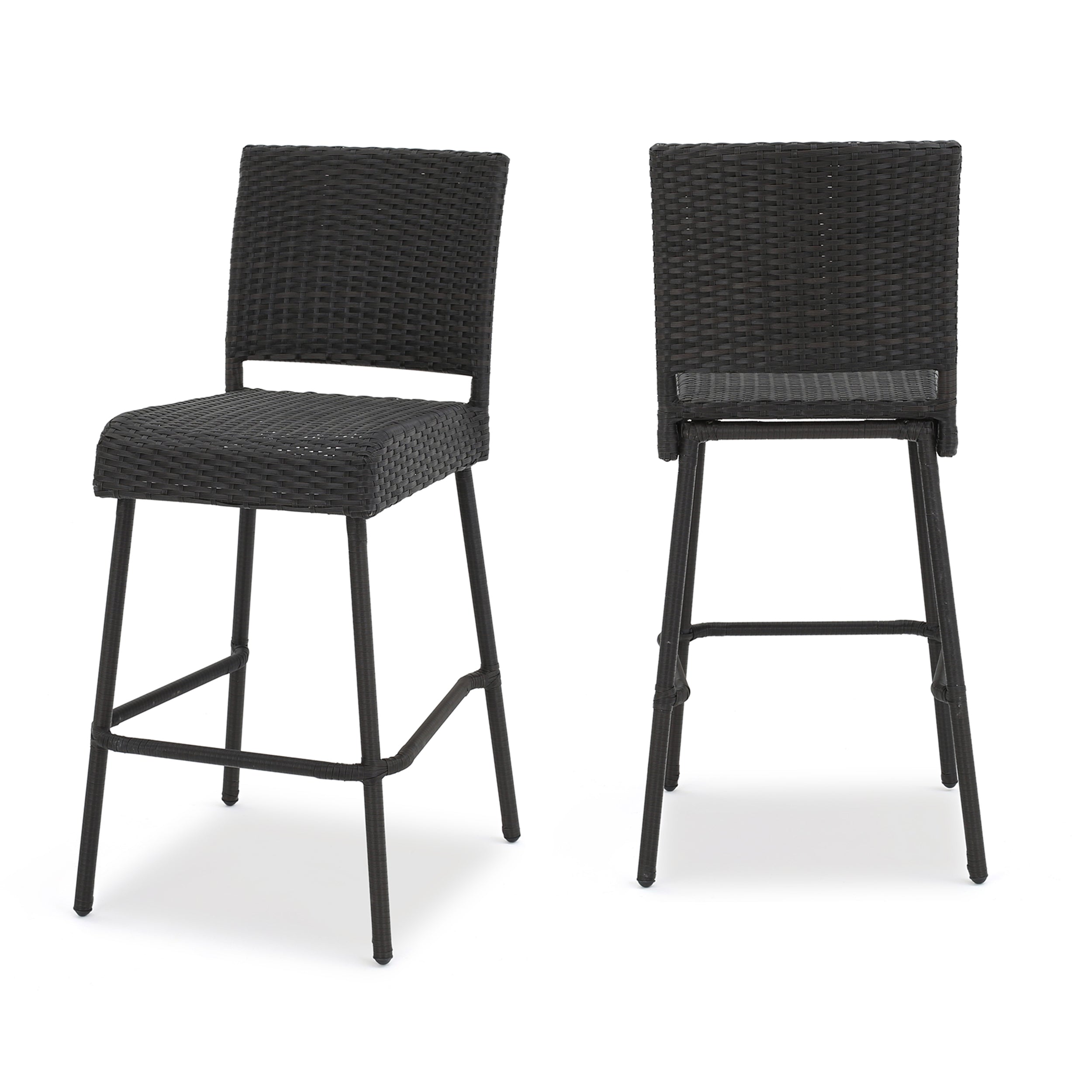 Trestle 29-Inch Outdoors Dark Brown Wicker Barstools (Set of 2)