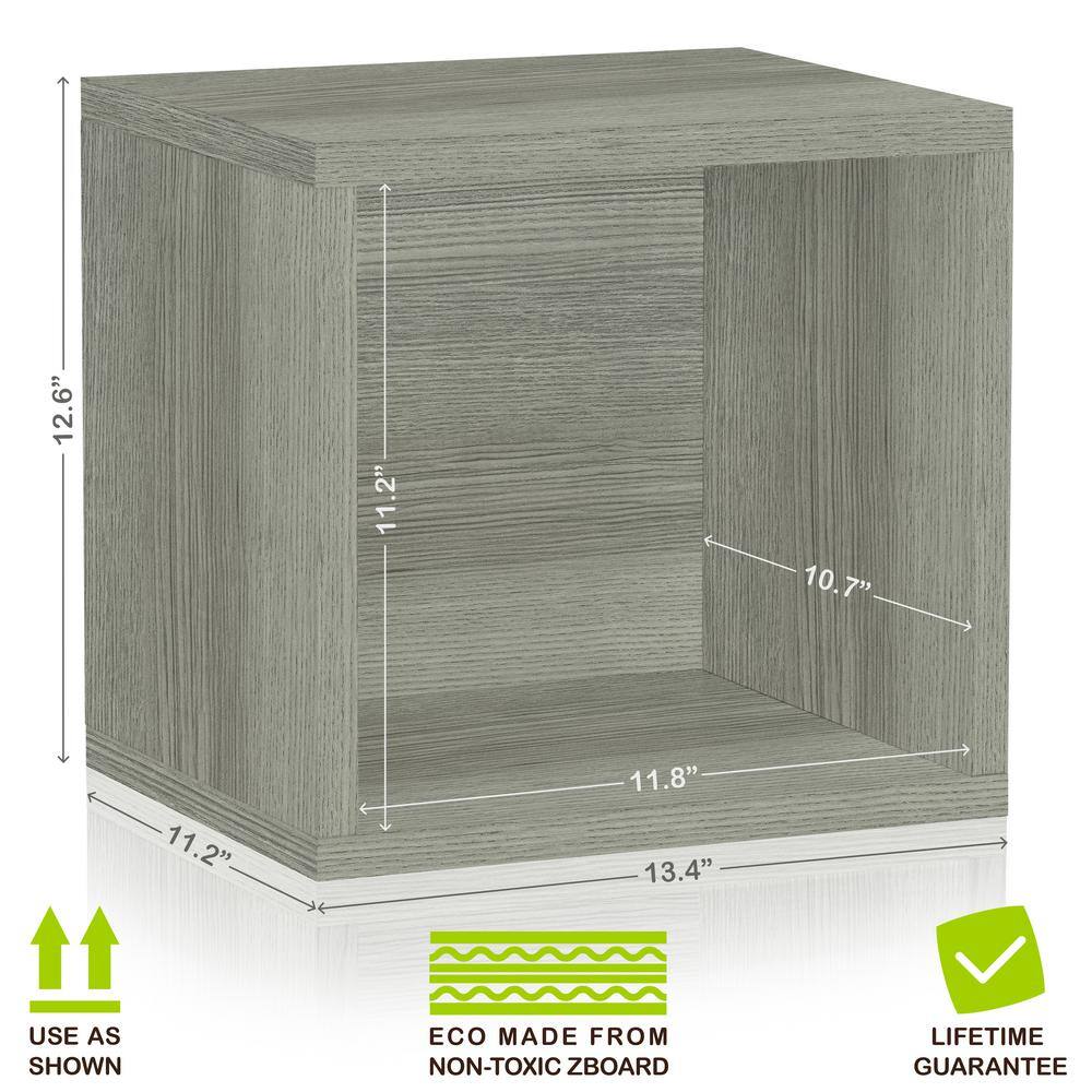 Way Basics 12.6 in. H x 13.4 in. W x 11.2 in D London Grey zBoard Paperboard Single Stackable Open Cube Organizer WB-C-OCUBE-LG