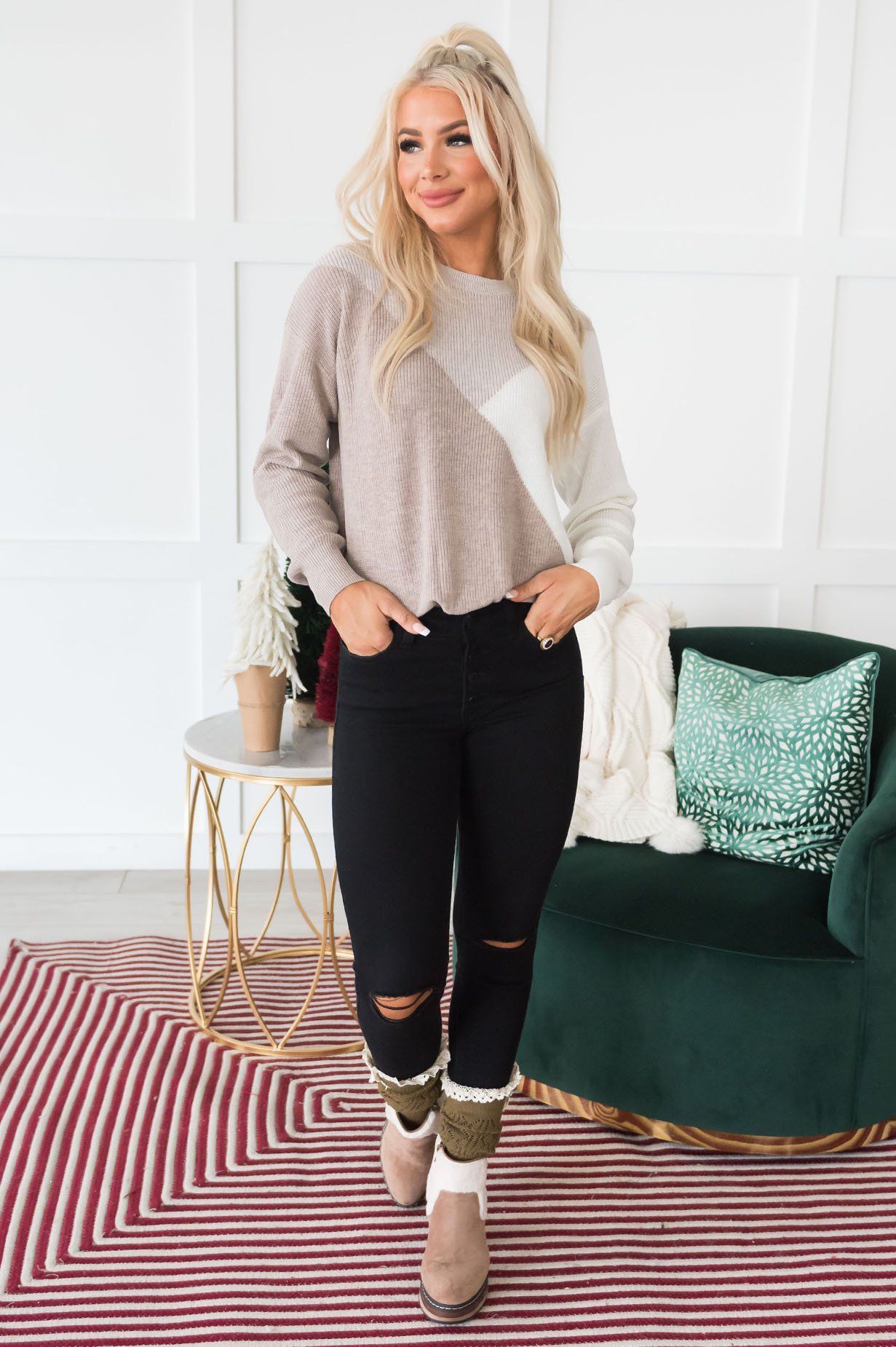 All About The Neutrals Modest Sweater