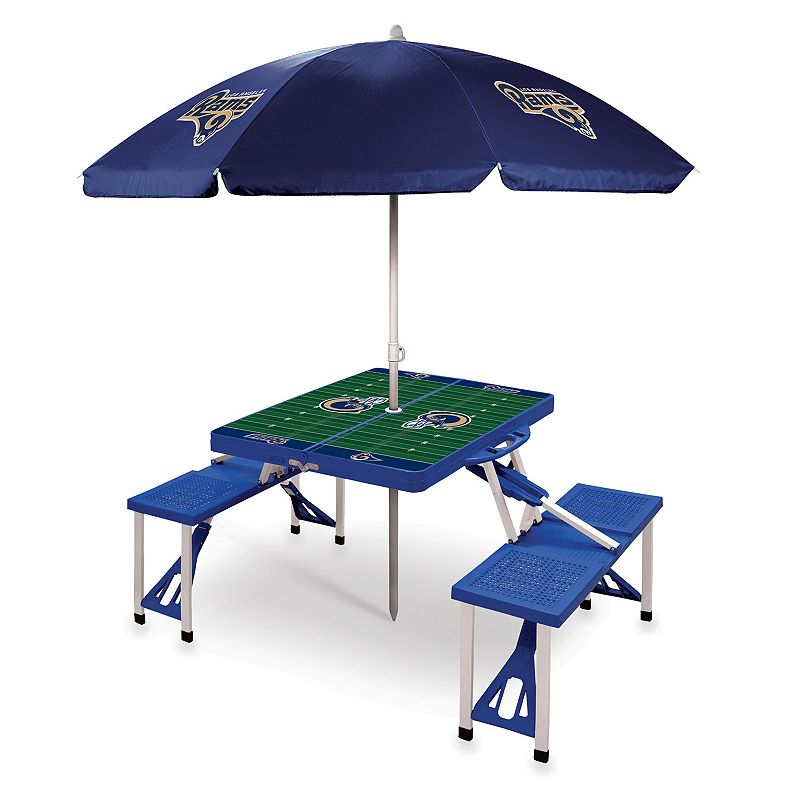 Picnic Time Los Angeles Rams Portable Table with Umbrella