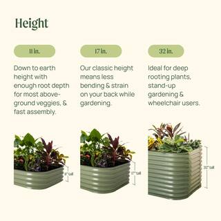 vego garden 32 in. Extra-Tall 6-In-1 Modular Olive Green Metal Raised Garden Bed Kit VB6N132G