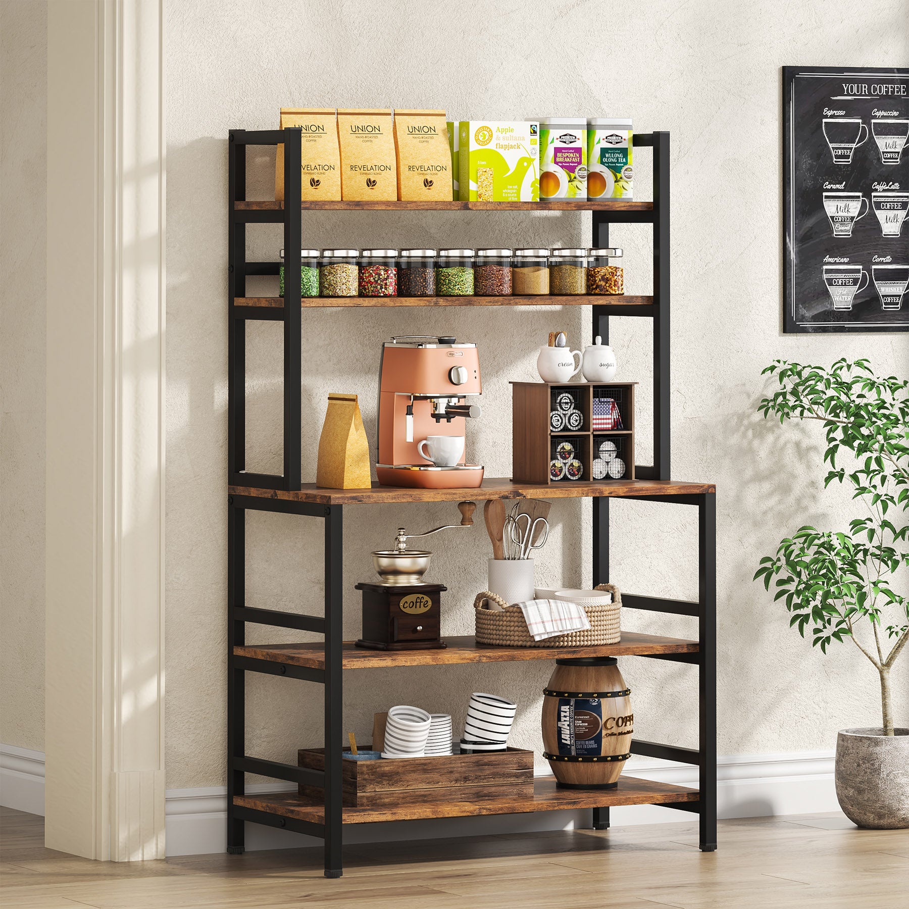 Industrial Kitchen Baker's Rack, 5-Tier Kitchen Utility Storage Shelf