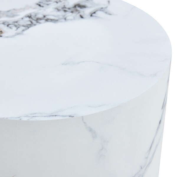 Cylindrical Side Table with Marble Pattern 12