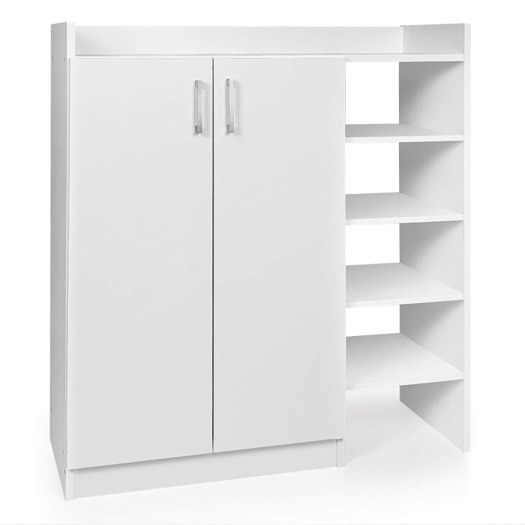 Freestanding Shoe Cabinet with 3 Postition Adjustable Shelves White   32.5\