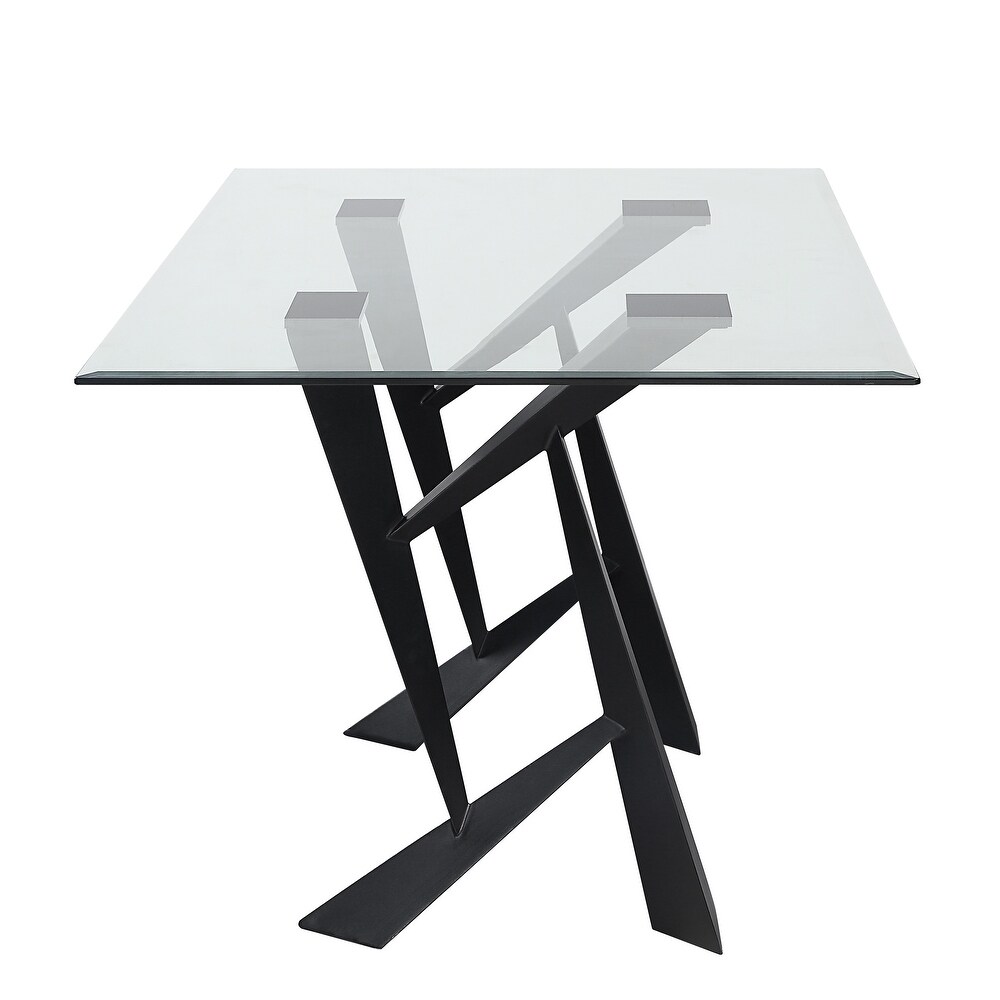 Furniture of America Zygard Modern Black 58 inch Glass Top Dining Table