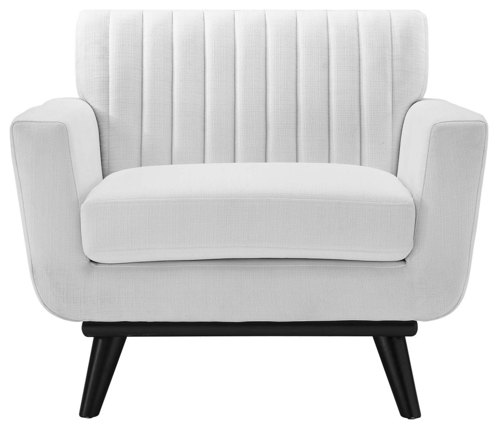 Tufted Armchair Accent Chair  Fabric  White  Modern  Living Lounge Hospitality   Midcentury   Armchairs And Accent Chairs   by House Bound  Houzz