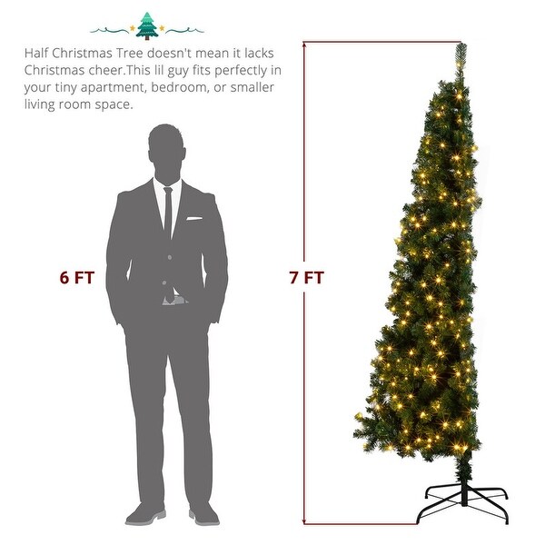 FCH 7ft Half Christmas Tree with LED Lights