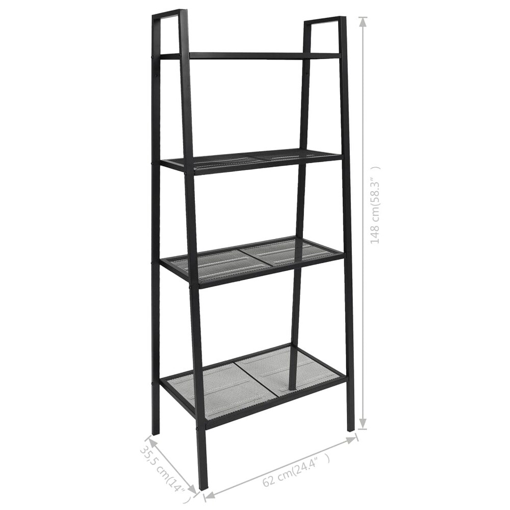 vidaXL Ladder Bookcase 4 Tiers Metal Black   24.4\