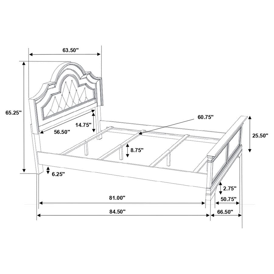 Manchester Bed With Upholstered Arched Headboard Beige And Wheat-222891